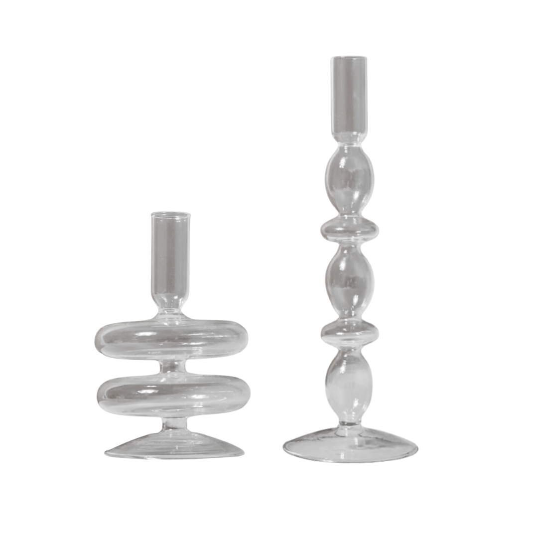 Glass Taper Candle Holder Set